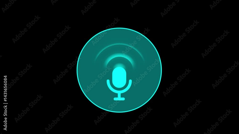 Poster voice recording and podcast mic microphone button icon animation. audio microphone icon animation in