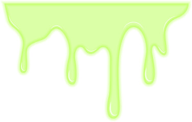 Toxic green fluid forming a continuous and uneven dripping flow.