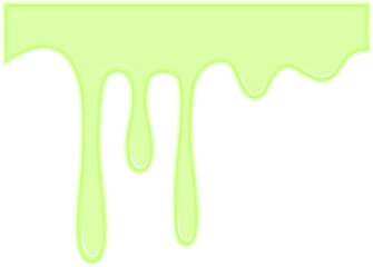 Thick molten green substance forming a single large dripping drop.