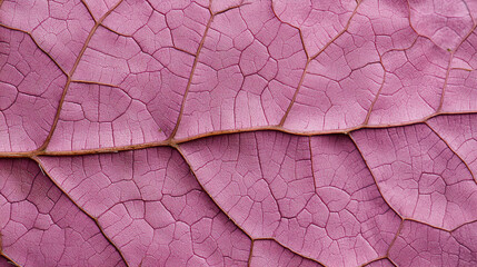 Fototapeta premium A close-up of a textured pink leaf, showcasing intricate vein patterns and a unique surface, emphasizing natural beauty and details.