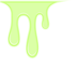 Thin radioactive liquid forming a slow dribble with stretched streaks.