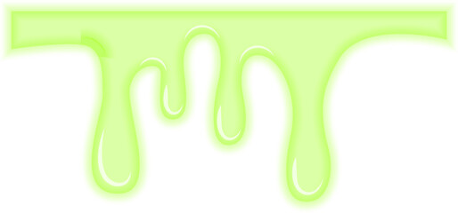 Green radioactive substance forming a distinct drop effect with thick edges.