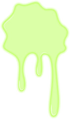 Flowing radioactive liquid forming a distinct drop pattern with interconnected drips.