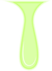 Green toxic liquid forming continuous and elongated dripping streaks.