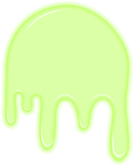 Unfiltered radioactive liquid forming a thick dripping effect.