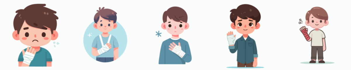 set vector kids wrist injury