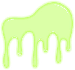 Artificially appearing green toxic liquid forming a small leak.