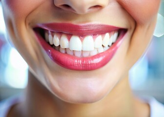 Healthy Smile: Close-up of Sparkling White Teeth with High Depth of Field