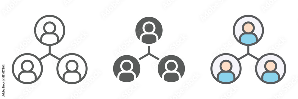 Poster network icons set – vector illustrations in multiple styles