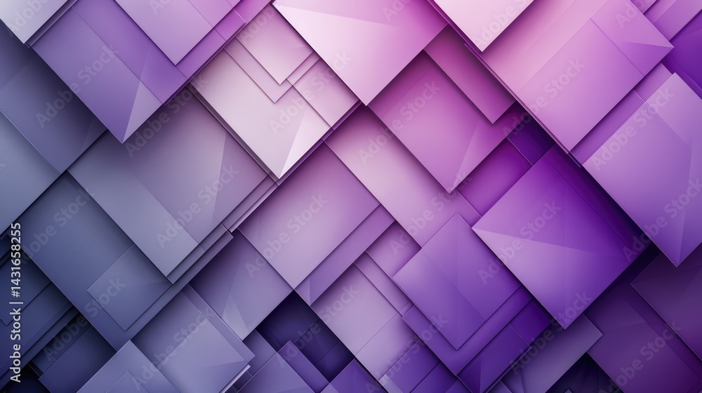Poster abstract geometric pattern with overlapping white squares on a purple background. background image o