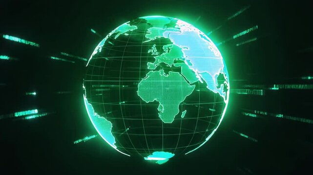 Technology style of rotate earth hologram 3D digital 