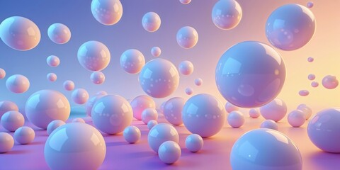 Elegant White Spheres Hovering on Subtle Pastel Tone

