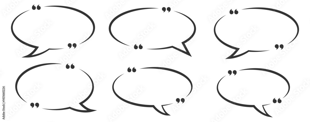 Poster collection of quote box frames and icons. blank template of quote remarks. empty speech and quote bu