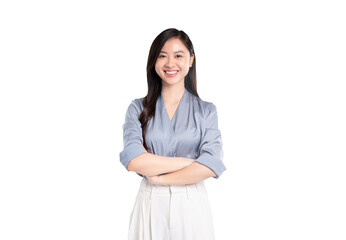 portrait of young asian businesswoman posing  on  background