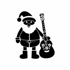 creative Silhouette Santa with Guitar Icon Vector Illustration 
