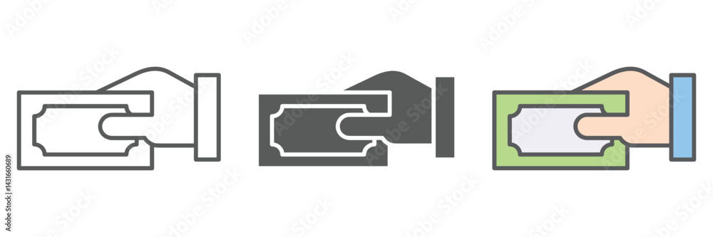 Poster payment icons set – vector illustrations in multiple styles