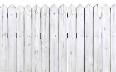 Fototapeta premium white wooden fence with pointed top, showcasing clean and simple design, perfect for gardens or yards, adding touch of charm and privacy to outdoor spaces