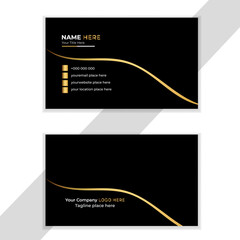 Set of black gold modern business card print templates. Personal visiting card with company logo. Vector illustration. Stationery design with simple modern luxury elegant abstract pattern background.