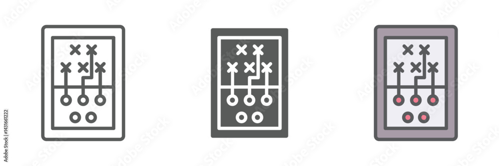 Poster plan icons set – vector illustrations in multiple styles