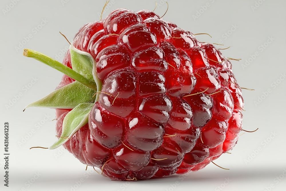 Poster fresh raspberry on a light background showcasing its vibrant color and texture