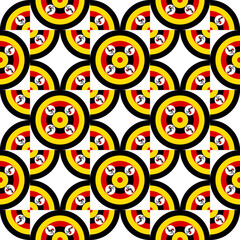 uganda flag circle pattern. geometric background for decoration. vector illustration