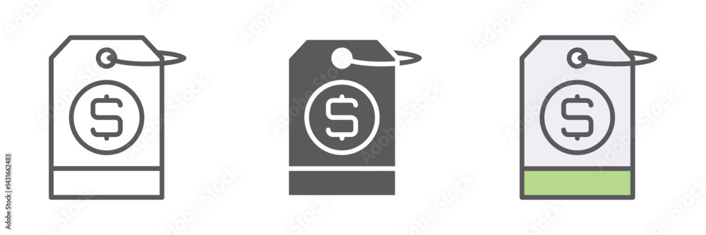 Poster pricing icons set – vector illustrations in multiple styles