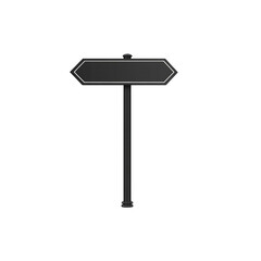 Blank Black Directional Signpost on Transparent Background