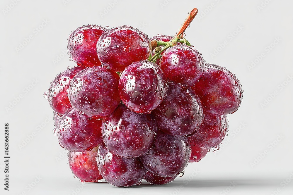 Poster fresh water droplets glisten on ripe red grapes arranged artistically with a soft background for an 