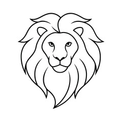 lion head continuous flowing mane line art vector
