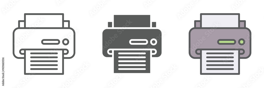 Poster print icons set – vector illustrations in multiple styles