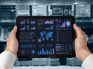 Business data dashboard provide business intelligence analytic for marketing strategy planning snugly with big data set to analyze customer demands and foreseeing business future