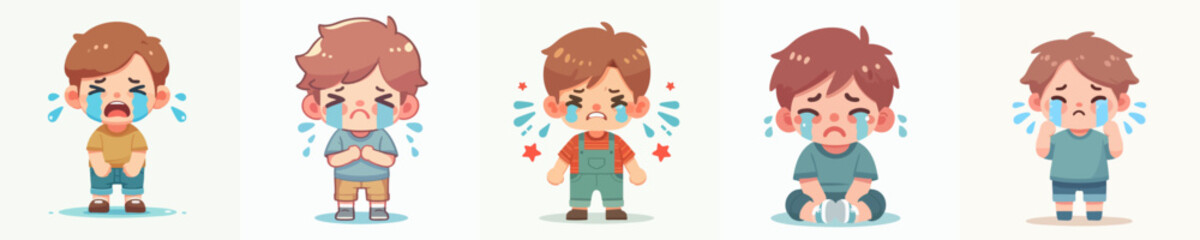 set vector kids crying