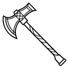 Axe line art vector isolated on white background