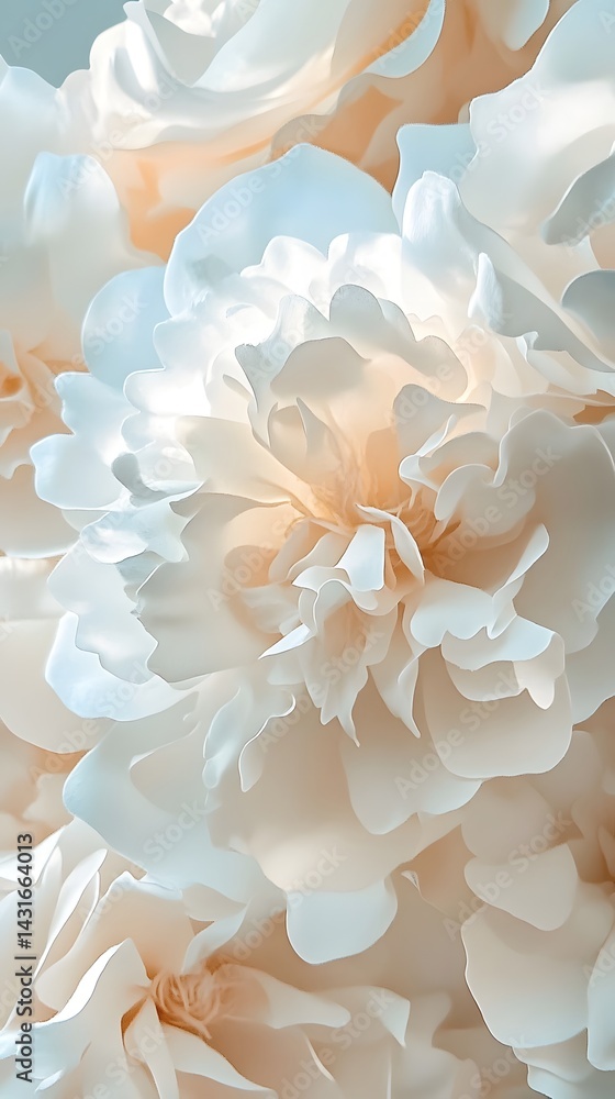 Poster close up shot of delicate white flowers set against a soft modern lighting setup creating a serene a