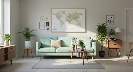 Living Room Interior with Sofa and Decor