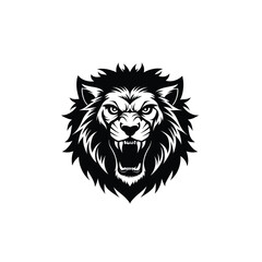 Obraz premium lion head mascot isolated silhouette vector icon on white background