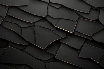 textured black background featuring layered, irregular shapes with subtle golden edges, creating modern and elegant appearance. This design is perfect for various creative projects