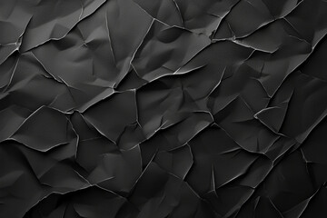 textured black paper background with crumpled and wrinkled surfaces, creating dramatic and artistic appearance. deep shadows and highlights enhance visual interest