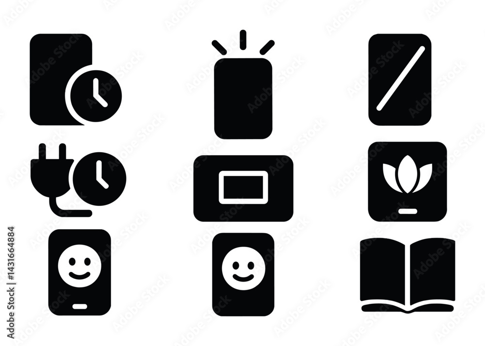 Poster modern smart device icon set - solid style tech, gadget, and app symbols for digital interfaces: sma