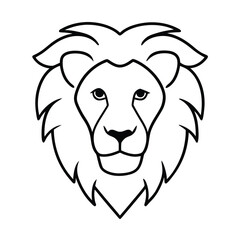 lion head single drawing line art vector 