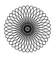 Abstract Circular Mandala Design Black and White Geometric Flower Pattern