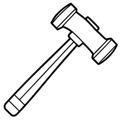 Hammer line art vector isolated on white background 