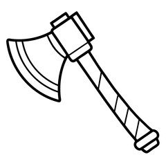 Hatchet line art vector isolated on white background 
