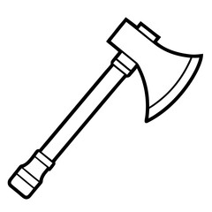 Hatchet line art vector isolated on white background 