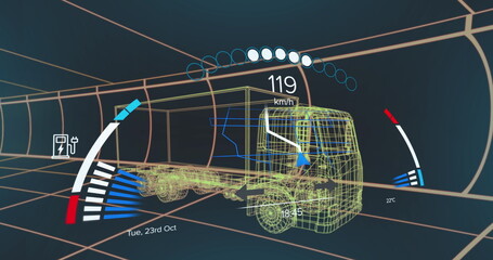 Image of car panel over digital lorry