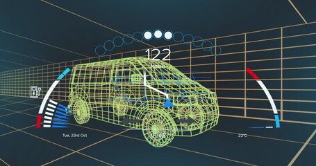 Image of car panel over digital car