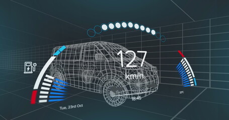 Image of car panel over digital car
