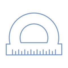Blue protractor outline. Vector
