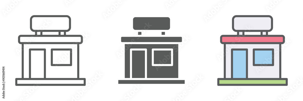 Aufkleber retailer icons set – vector illustrations in multiple styles