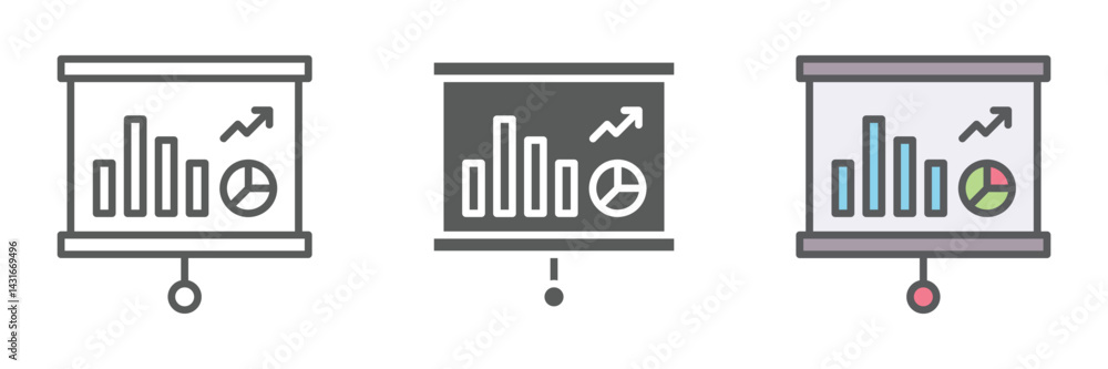 Poster results icons set – vector illustrations in multiple styles